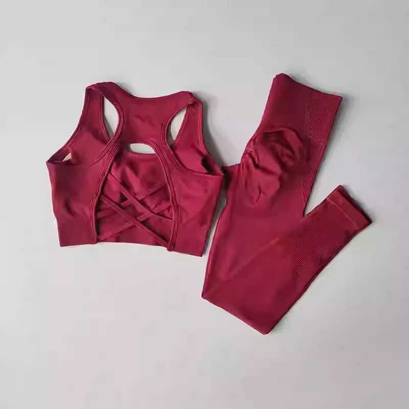 Seamless high waisted tight fitting womens clothing yoga sets sportswear exercise bras gym clothing W250326