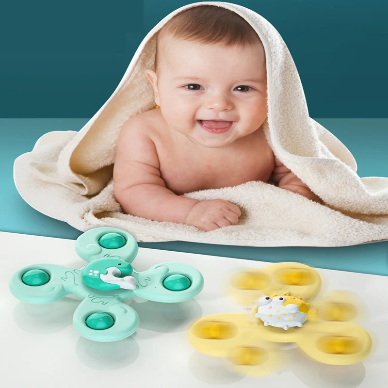 3Pcs Suction Cups Spinning Top Relief Stress Educational Toys Baby Spinners Bath Toys For Toddlers Bath Gifts 250326