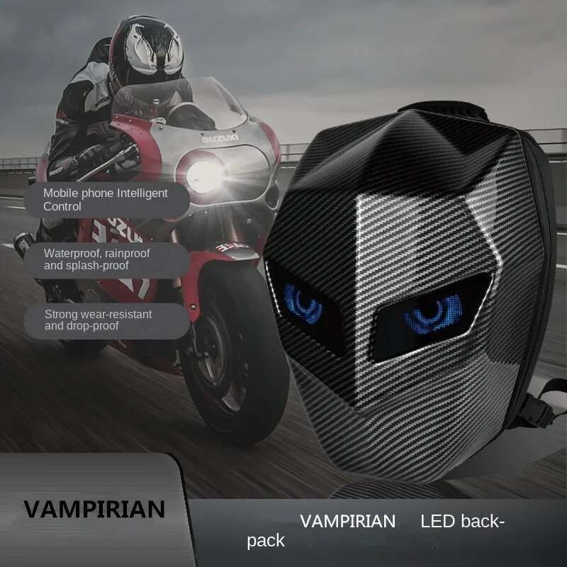 Rider LED Backpack Light Bluetooth Carbon Fiber School Bags Hardshell Motorcycle Riding Full Helmet Backpacks Rugzak