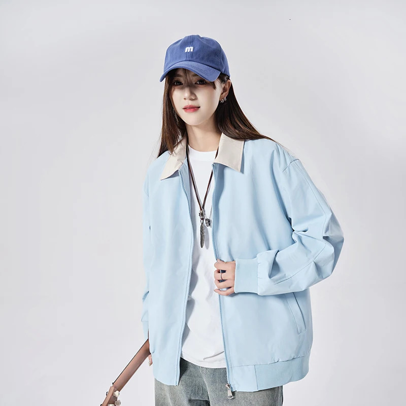 Retro Splicing Work Collar Cargo Jacket Womens Coat Autumn Loose Hip Hop Jacket Womens Street Clothing Casual Womens Clothing 250321