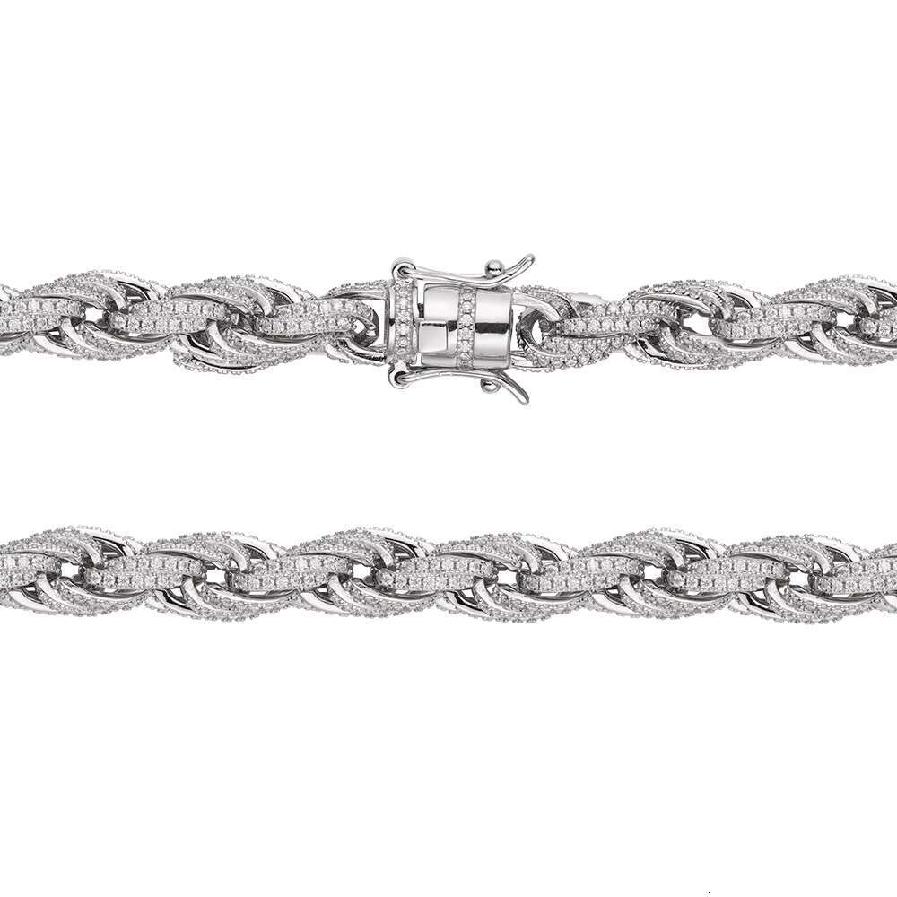 Customized Bulk Size 6mm 8mm 10mm Iced Out Cz Moissanite Rope Chain 925 Sterling Silver HipHop Jewelry Moissanite Cuban Necklace