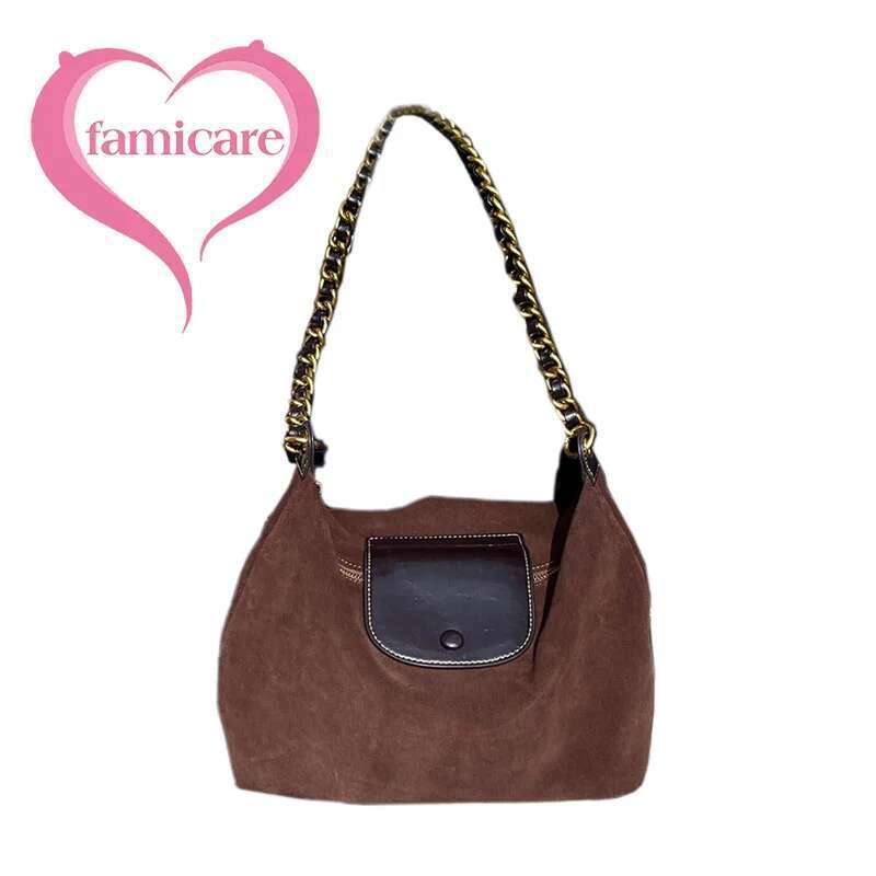 Women's Bags Wholesale Women Suede Female Retro Frosted Cowhide Split Leather Armpit Shoulder Bag Lady Handbag Trendy Crossbody Messenger