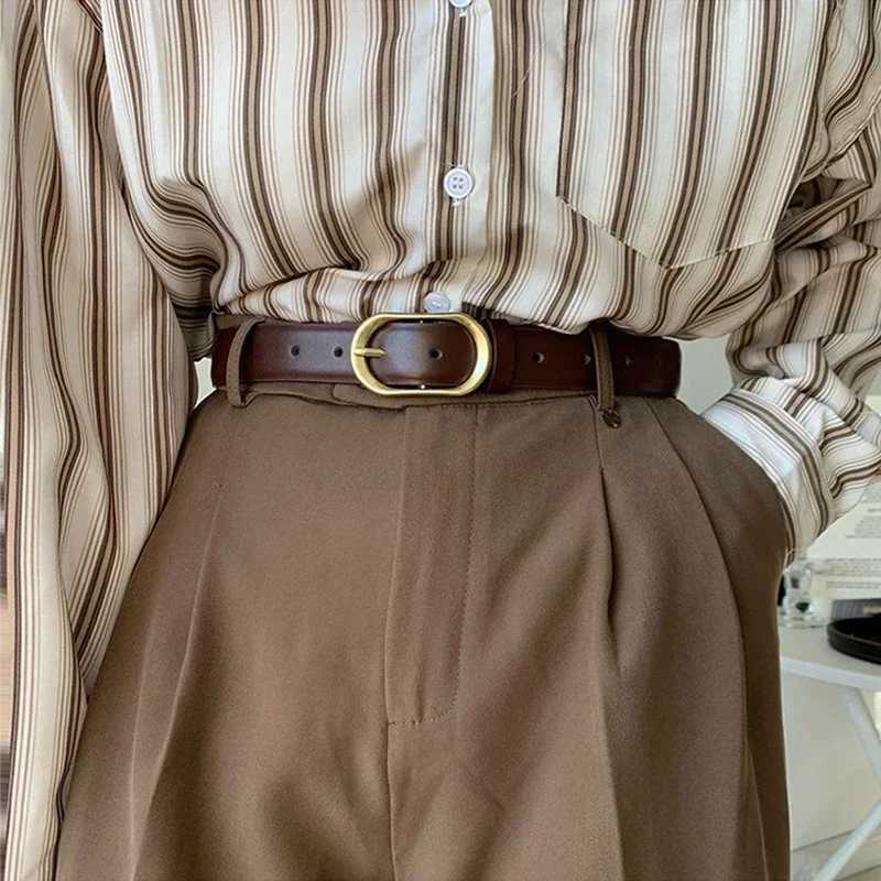 Womens belt trend gold buckle strap personalized decoration pairing pants jeans strap soft belt youth strap W250326