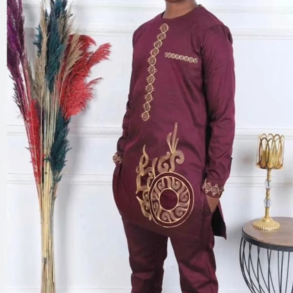 African Traditional Mens Clothing Elegant Full Suits Male Pant Sets To Dress Native Outfit Ethnic Dashiki Kaftan 250326