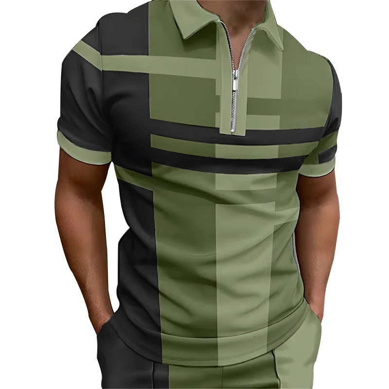 Spring and summer mens casual short sleeved business polo shirt clothing zipper magic color golf 250326