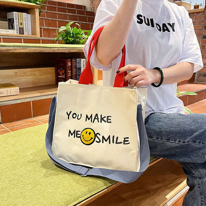 Leisure Large Capacity Handbag Summer Small Women's 2024 Fashionable and Minimalist Printed One Shoulder Crossbody Canvas Bag