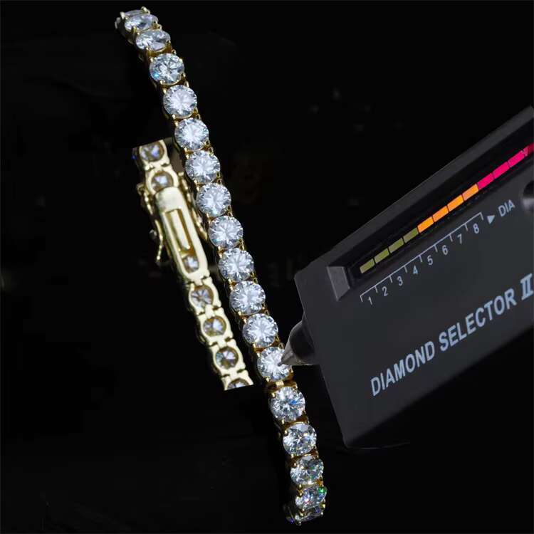 AAA Gems 4mm Hip Hop Square Diamond Tennis Chain Big Moissanite Tennis Chain Moissanite Tennis Chain Choker Jewellery