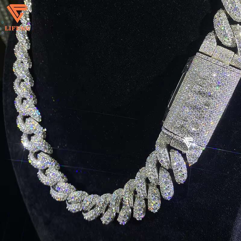 Mens Necklace Big Size 20MM VVS Moissanite With Certificate Gold Plated Cuban Link Chain for Hip-hop Rapper Singer