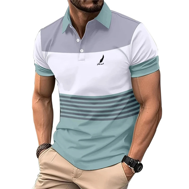Mens summer short sleeved sports polo shirt mens golf casual 250326