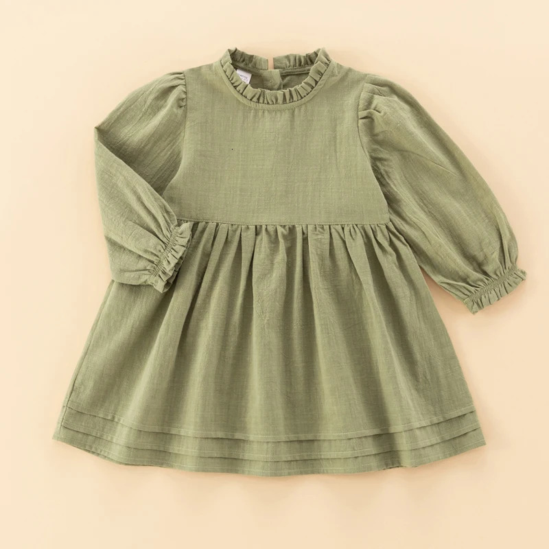 Baby girl dress toddler cotton linen girls dress child clothing comfy soft long sleeve pullover dress 250326