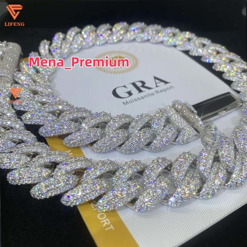 Mens Necklace Big Size 20MM VVS Moissanite With Certificate Gold Plated Cuban Link Chain for Hip-hop Rapper Singer