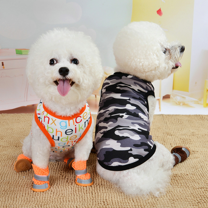 Pup Dog Pure Cotton Shirts Cartoon Pattern Dog Summer Tee Shirt Pet Sleeveless T-Shirt Dog Breathable Cooling Soft Vest for Small Medium Dogs Puppies 