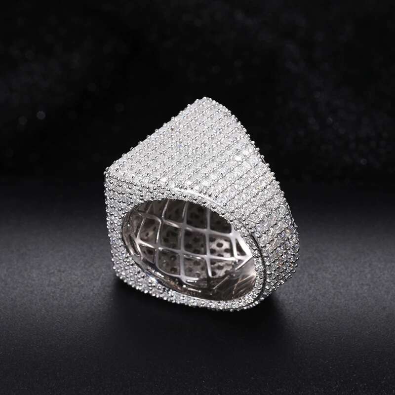 Fine Jewelry Full Diamond Pave Setting VVS1 With Certificate Moissanite Rings For S925 Silver Men Hip Hop Jewelry