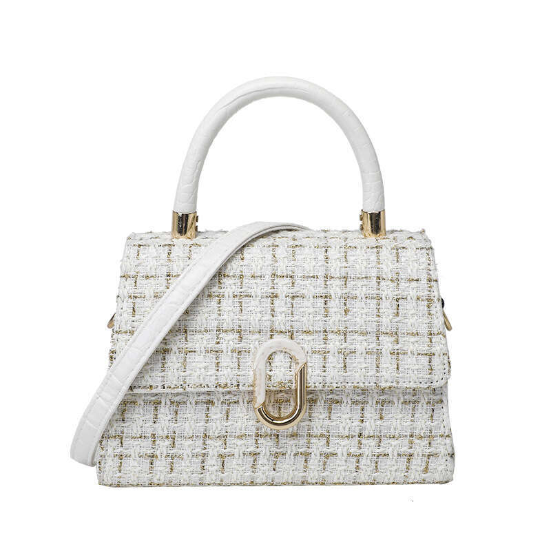 2025 new crossbody niche hand-held small square temperament versatile fashion single shoulder baguette woolen women's bag