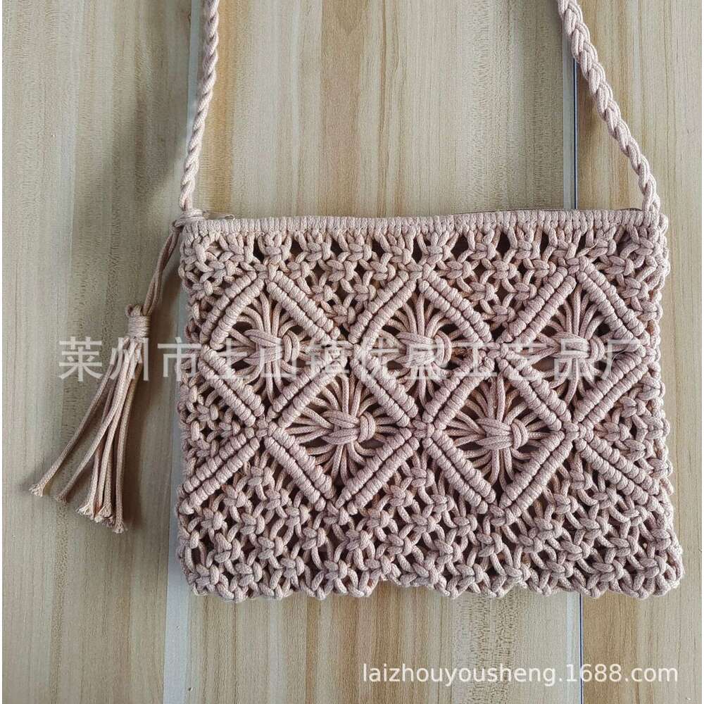 Ladies' crossbody handmade ins cotton thread tassel beach women's grass woven bag