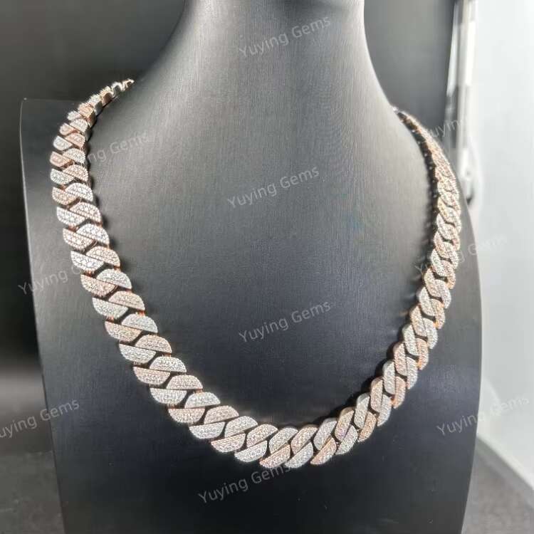 Custom Men Jewelry 16mm 3rows Cuban Link Chain Iced Out Vvs D Moissanite Necklace Link Bracelet Cuban Chain Jewelry
