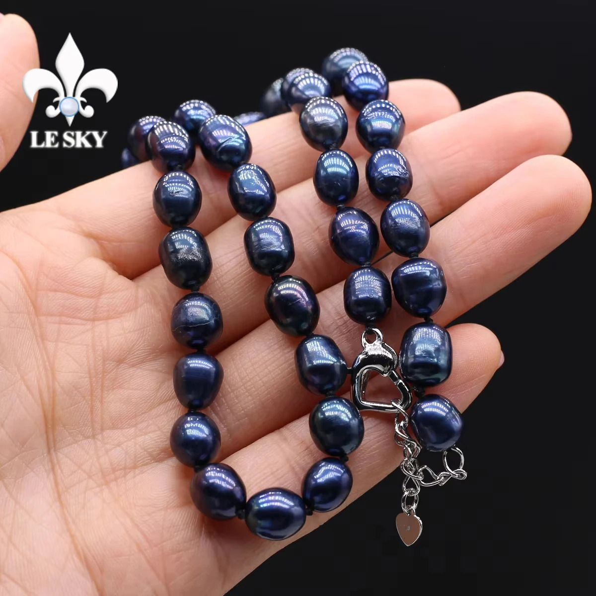 LE SKY Natural Freshwater Pearl Set Potato Shape Elasticity Pearl Bead Bracalet Necklace Earrings Wedding Party Accessories 8-9 250318