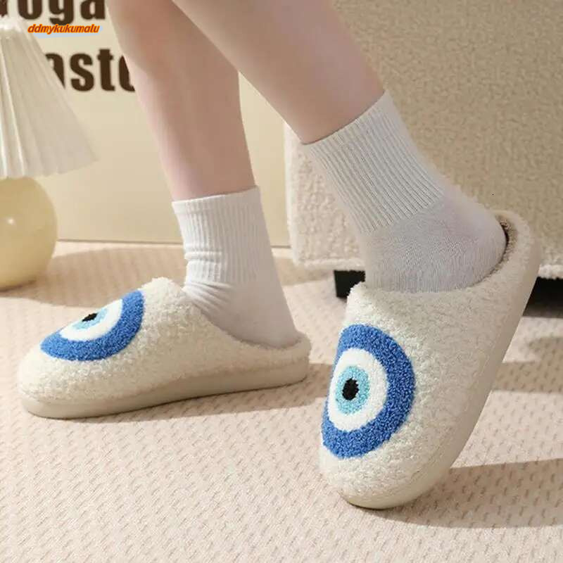 Men Outdoor Home Plush Evil Eyes Slippers Soft Bedroom House Shoes for Children Women Girls Adults ddmykukumalu