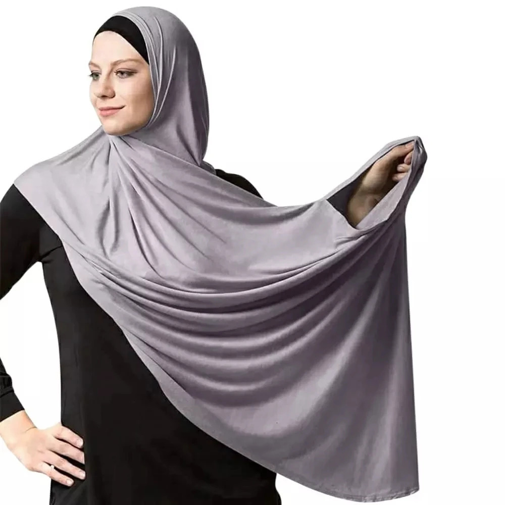 Double Loop Jersey Hijabs Instant Hijab Scarf Women Muslim Headscarf Cotton Shawls Islamic Bandana Turbans for Women Turban 250318