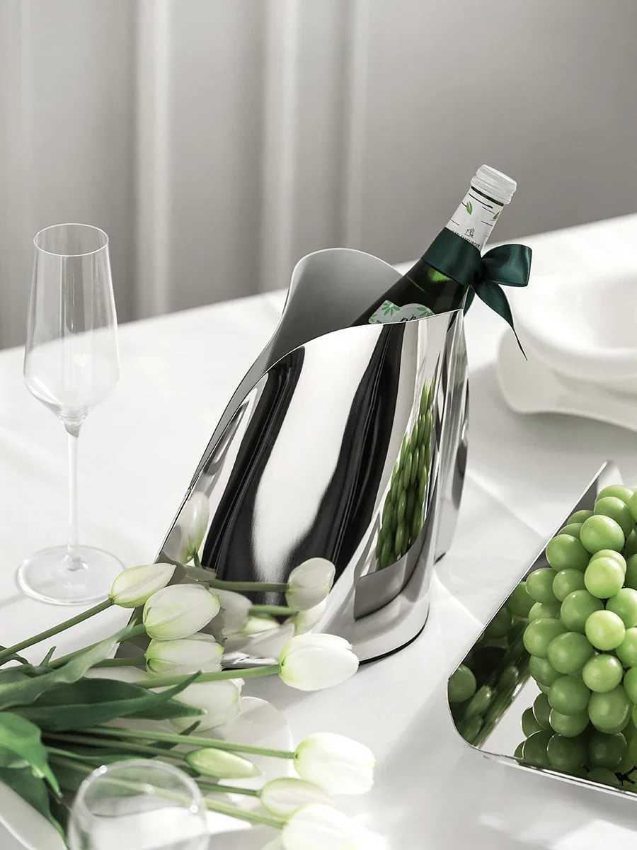 Nordic luxury stainless steel ice bucket designer vase high-end champagne bucket bar home decoration restaurant party X250326