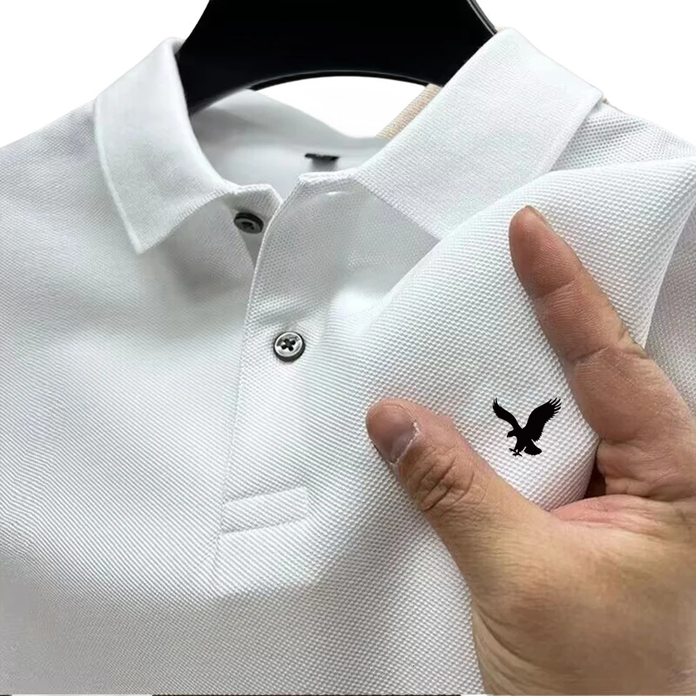Summer polo shirt mens collar casual business highquality breathable short sleeved printed multicolor Tshirt top 250326