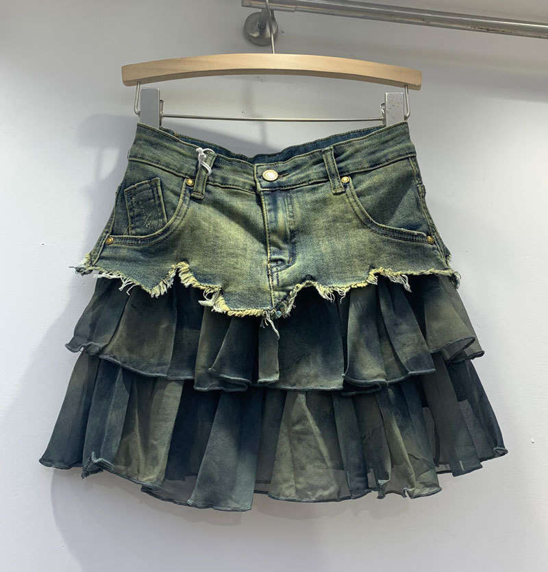 Splicing Denim Midi For Women's Summer 2023 New Style, Age Reducing, Versatile, Stylish, High Waisted, Slimming A-Line Short Skirt Trend