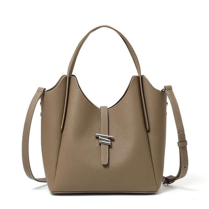 Aidan Ni First-Layer Cow Leather Large Capacity High-End Feeg Hand-Held Bucket 2025 New Vegetable Basket Shoulder Bag