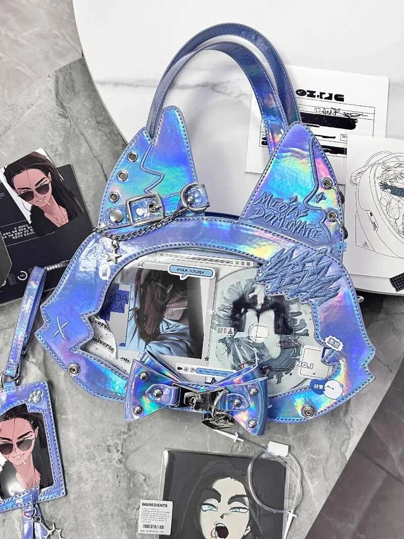 Cute Cat Ita Mochila Original Mochilas Mujer Hot Girls Bow Bag Kawaii Crossbady Bags For Women Chain Transparent Backpack