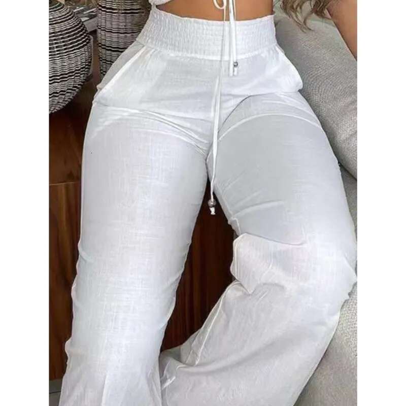 Sexy Women's 2-piece Sets Spring Summer White Waistless Slim-fitting Bandeau Wide-leg Trousers Fashion Suit Women Clothing