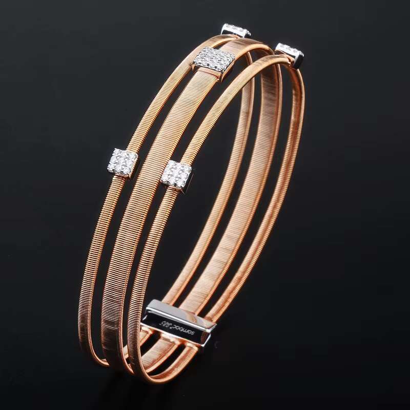 Bracciali Argento Pulseiras&Bracelet Modern Women's Zircon Italian Rope Cuff Bracelet 2025 Trendy Jewelry Brand