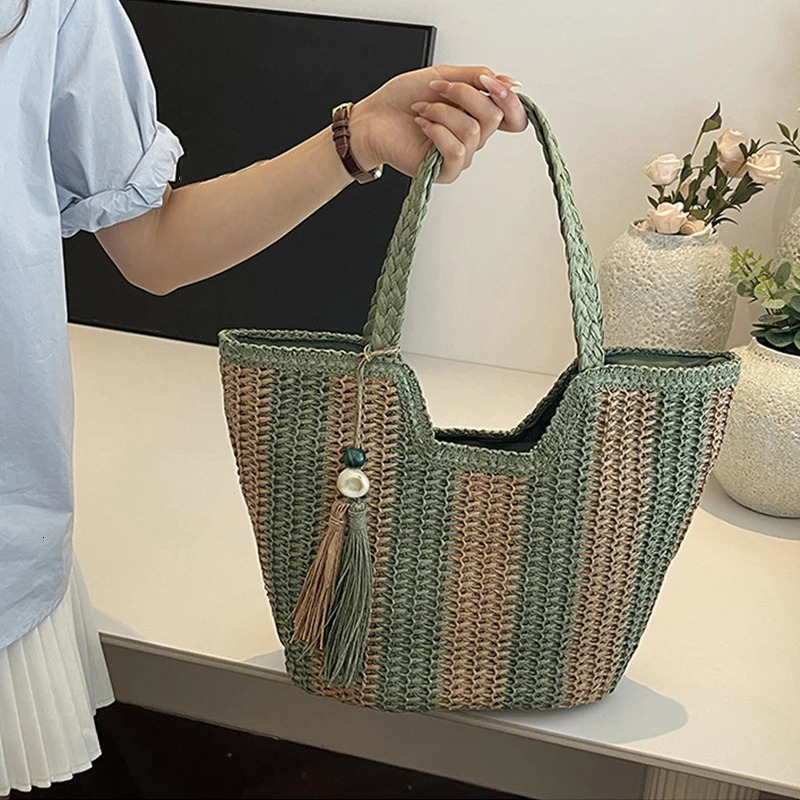 Summer Single Shoulder Commuting Woven Bag Large Capacity Beach Bag Leisure Grass Woven Bag For Women 250325