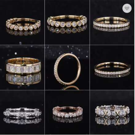 Factory Wholesale Handmade Wedding Band Classic Design Jewelry 18K Gold Lab Grown Diamond Jewelry Women Real Moissanite Ring