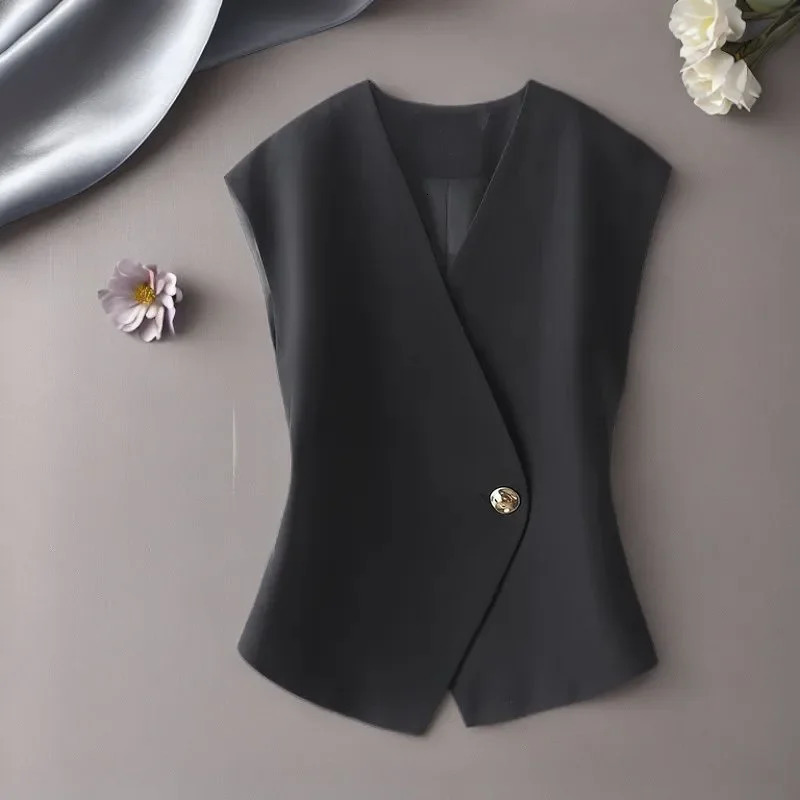 Slim Fit Unisex Vest Outerwear Spring Autumn Fashionable Versatile Suit Style Irregular Small Size Friendly Clothing 250320