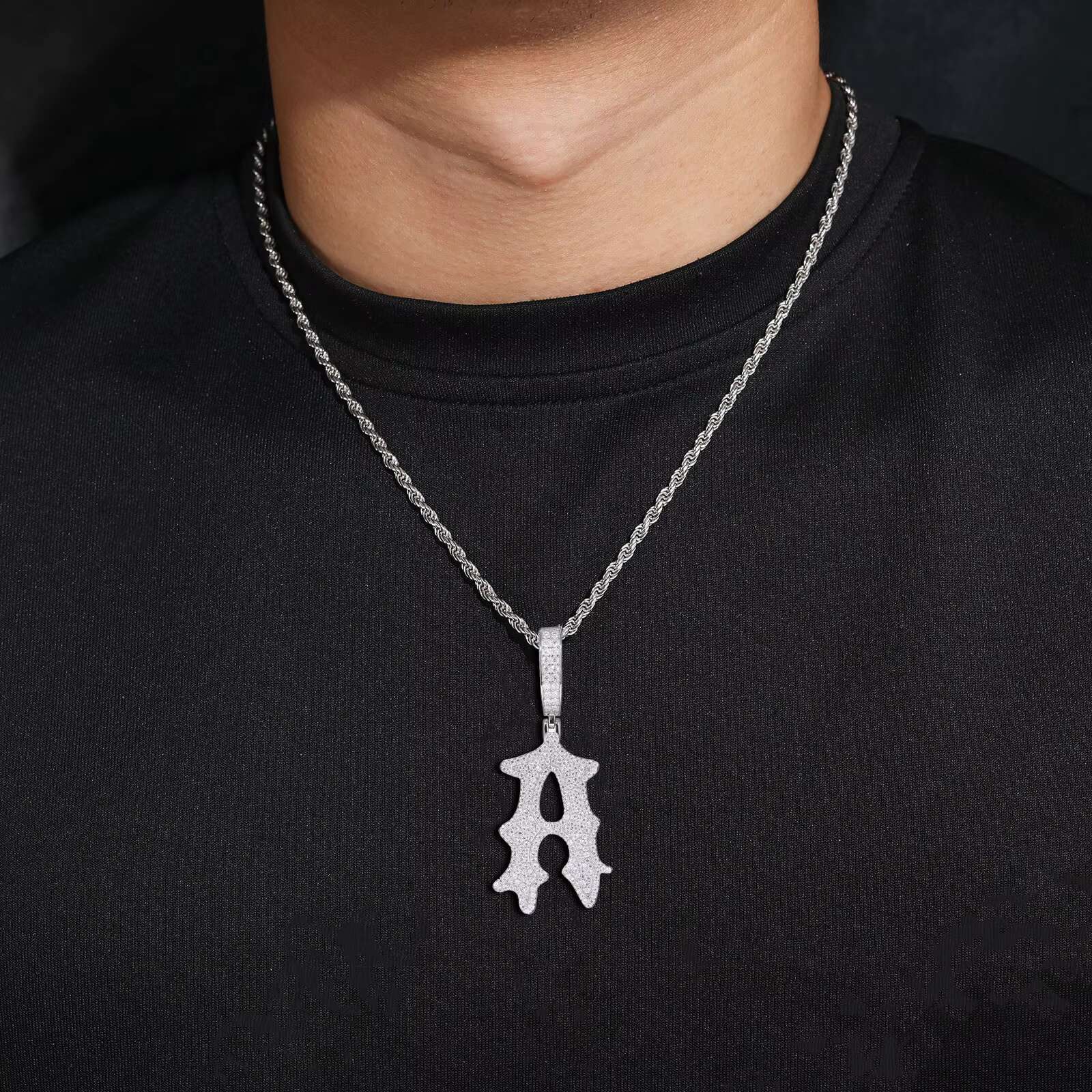 New Arrival Custom Letter Moissanite Pendant Men Letter 925 Silver Vvs Iced Out Diamond Moissanite Pendant for Men Women