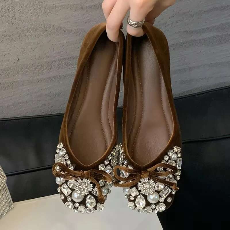Dias Flat Women Comfort Leisure Soft Soled Walking Brand Mules Shoes Shiny Rhies Designer Pumps Female