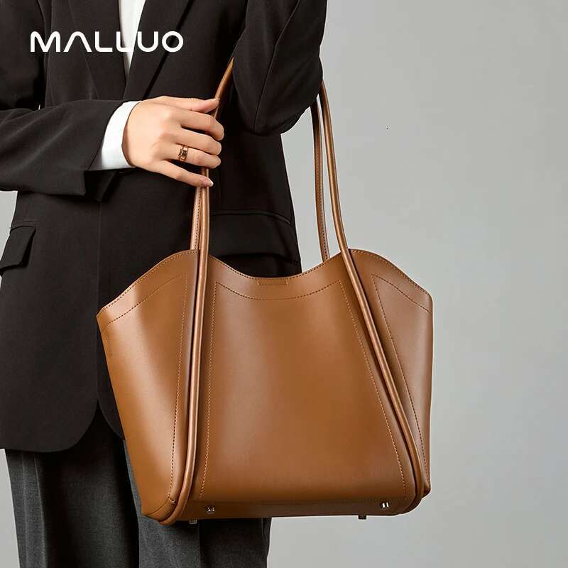 Women's Genuine Leather Bags Elegant Shoulder Tote Bag Fashion Commuter Soft Cowhide Handbag Large Capacity Practical Handbags