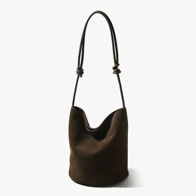 2025 New Tote Bucket Bolsos Mujer Vintage Handbag Shoulder Bags Commuter Drawstring Sac Femme Frosted Cowhide Leather Bolsas