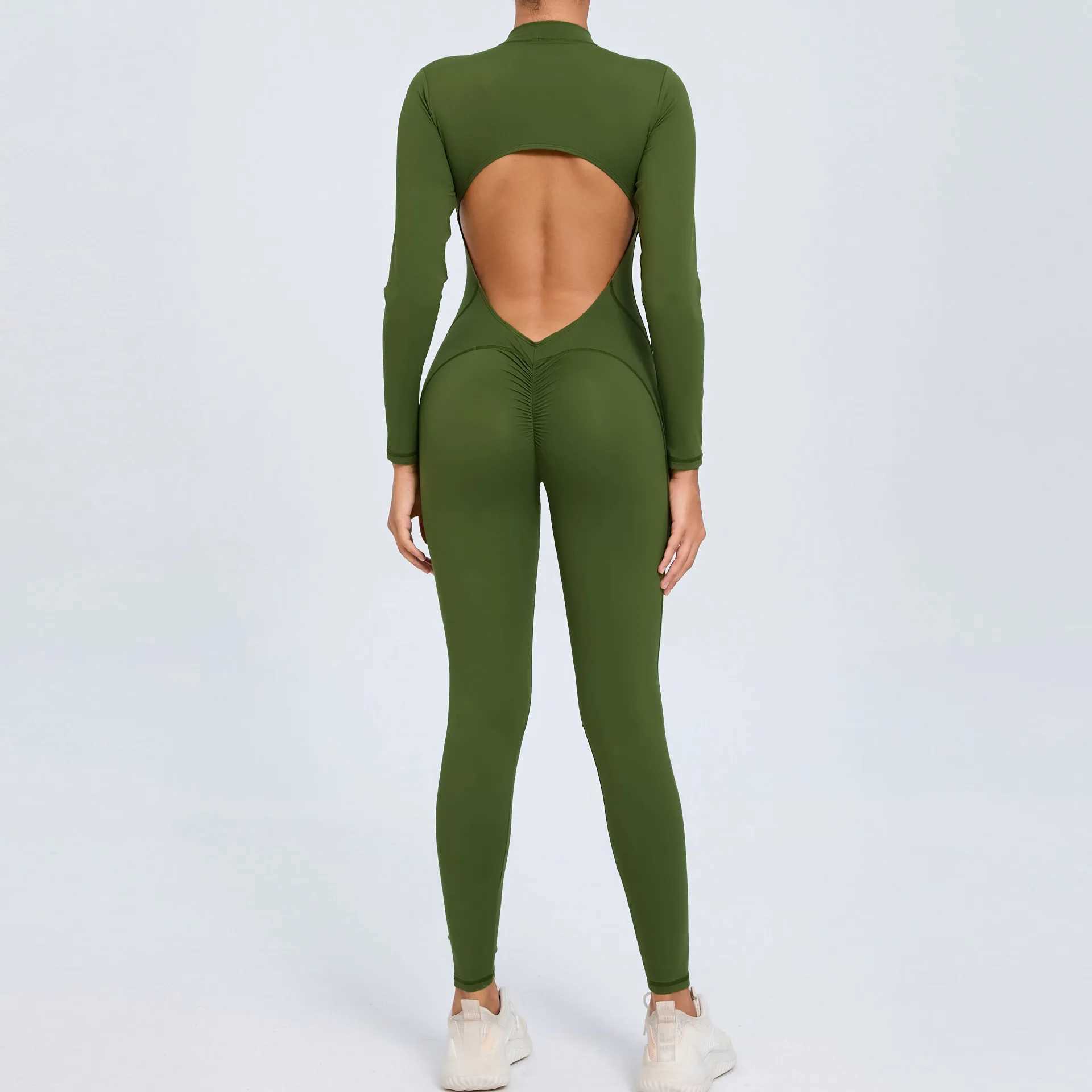 Long sleeved sexy womens clothing yoga set gym fitness jumpsuit one-piece jumpsuit sportswear gym fitness sportswear W250326