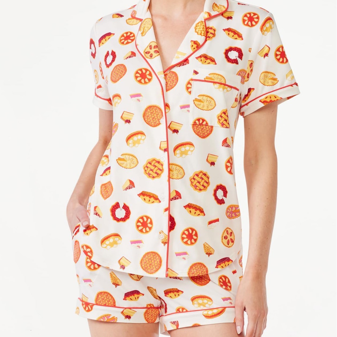 2025 Spring and summer short sleeved casual printed cardigan women's thin home clothing