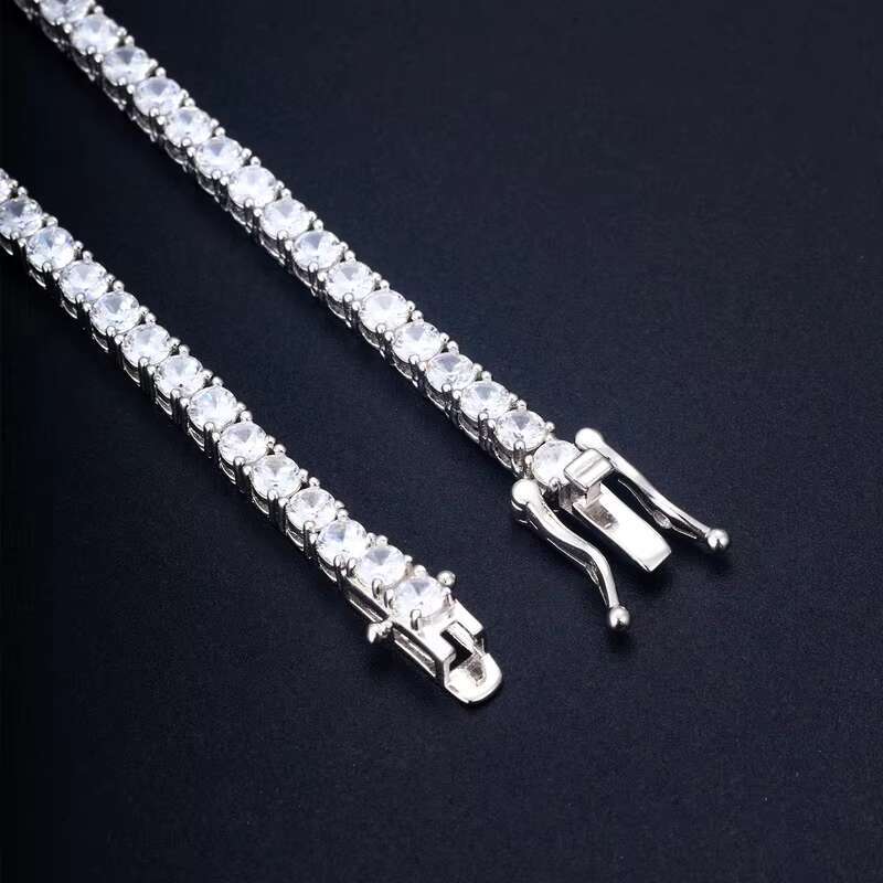 Factory Price Hiphop 3mm Full Size Moissanite Tennis Bracelet Necklace Pass Diamond Tester Tennis Chain 925 Sterling Silver