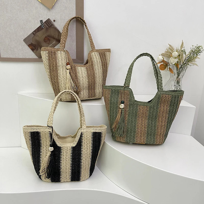 Summer Single Shoulder Commuting Woven Bag Large Capacity Beach Bag Leisure Grass Woven Bag For Women 250325
