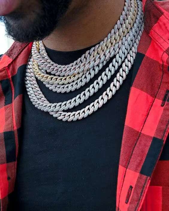 Hip Hop Jewelry Iced Out Diamond Necklaces 8mm Miami Iced Gold Plated Cuban Link Chain for Men