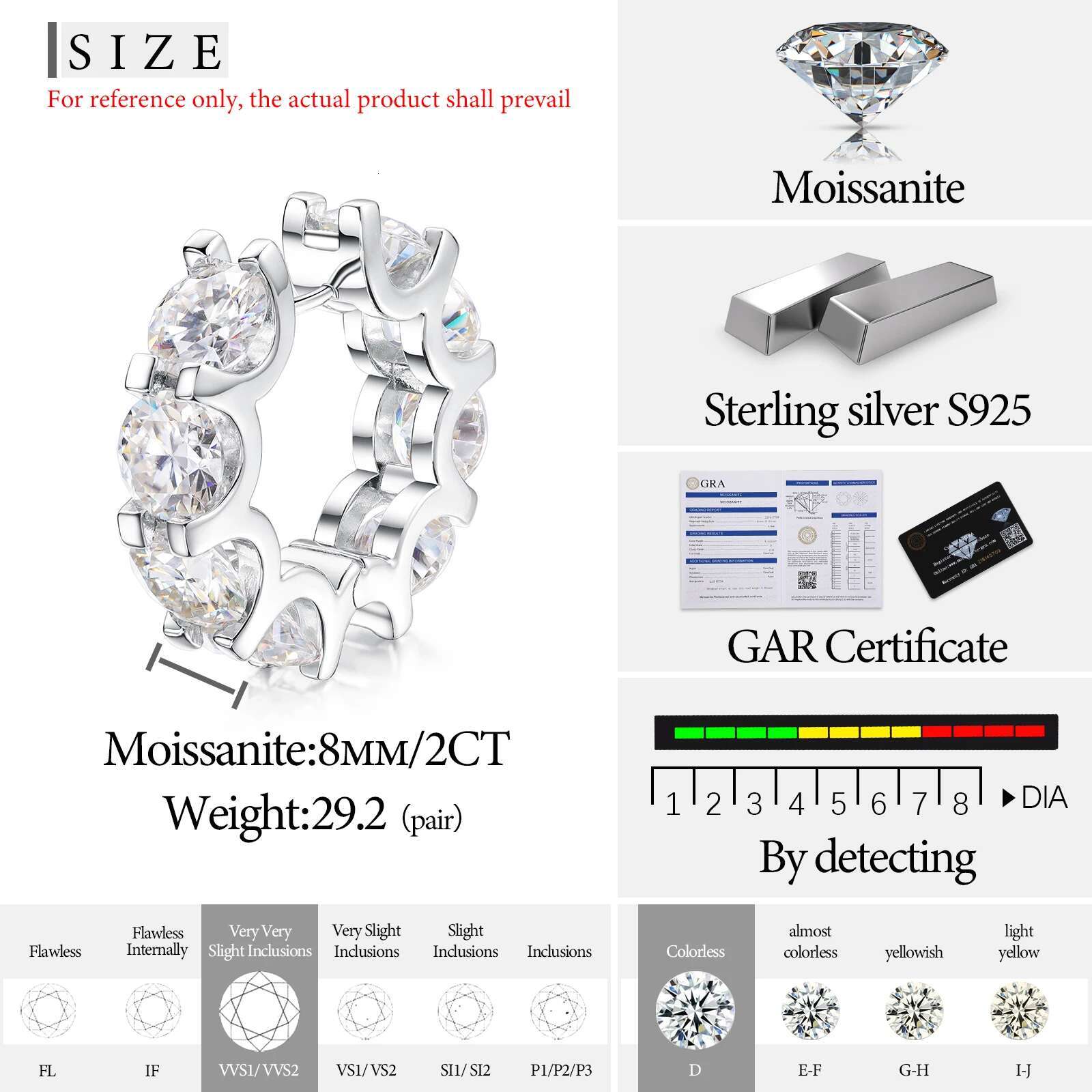 Fine Jewelry Moissanite Luxury Earrings 925 Silver For Women Sterling Silver Earring