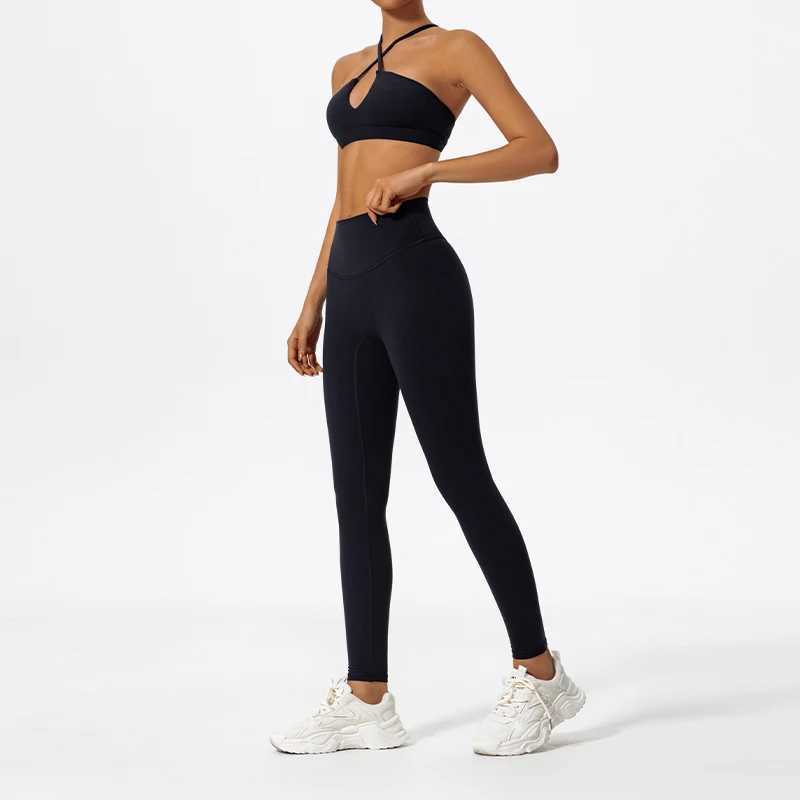 Ctenkevet two-piece womens sports suit chest cross yoga suit womens gym Bandeau sports bra set womens sportswear W250326