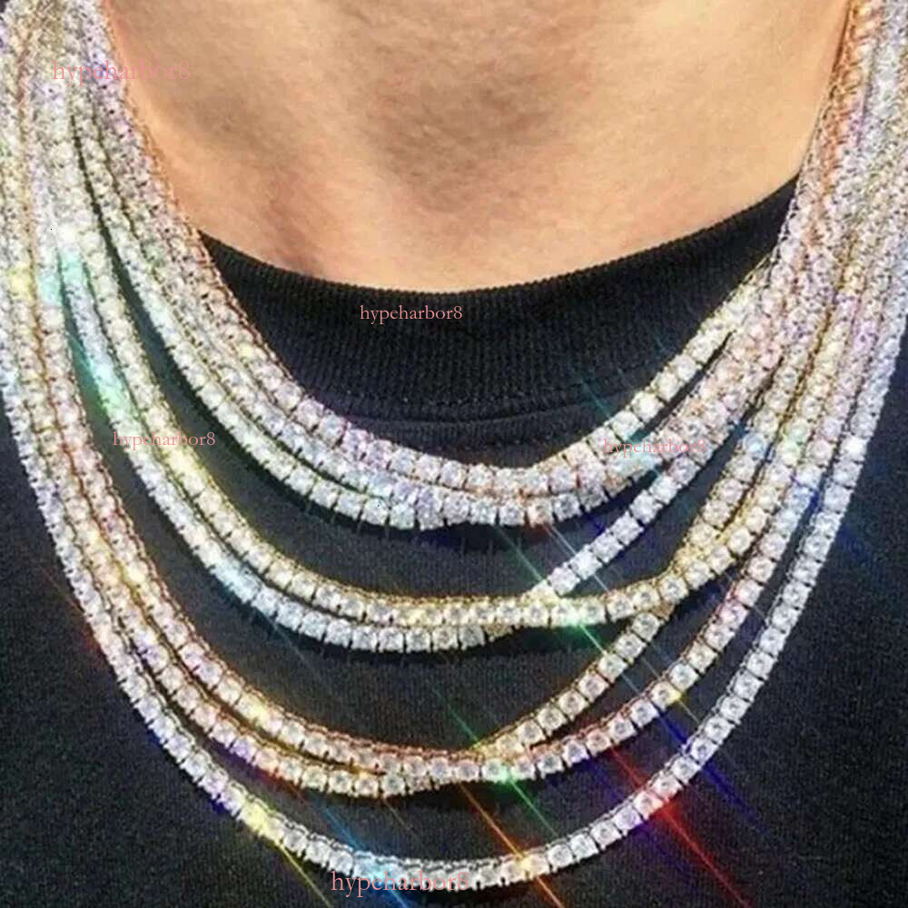 moissanite chain Hip Hop Sier Gold plated 2mm 3mm 4mm 5mm 6.5mm VVS Moissanites Dia Necklace Moissanite Tennis Chain For Men Women