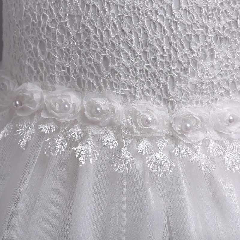 Girl lace flower dress pearl childrens wedding Par dress childrens Christmas ball dress formal baby frog costume girl carnival W250326