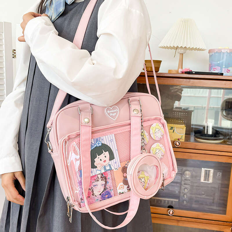 41 Cute Female Soft Girl Pain Transparent Academy Wind Tie Board JK Baby Single Shoulder Crossbody Bag
