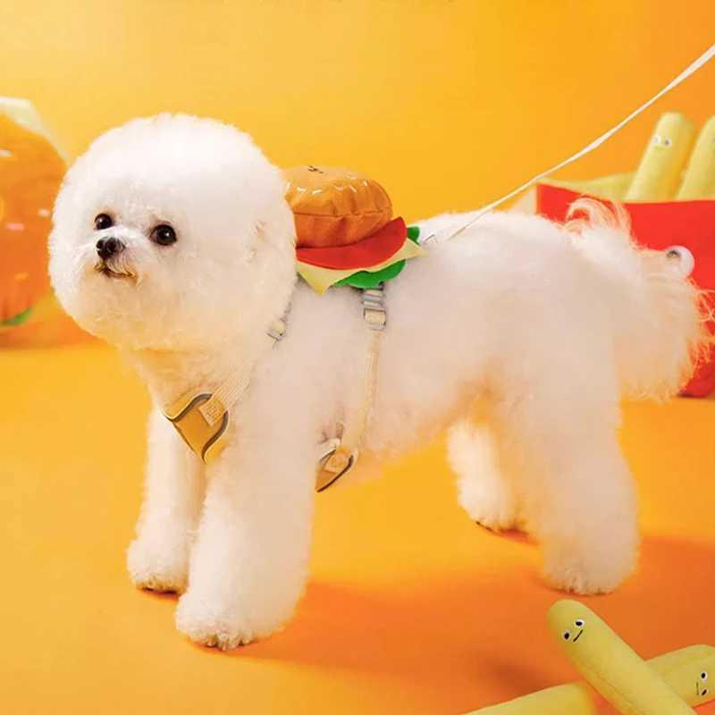 Burger Bag Dog Strap Set Outdoor Decoration Small and Medium sized Dog Cat Strap Durable Polyester Anti Loss Pet Accessories X250326