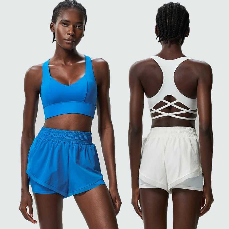 Womens outdoor running clothes summer breathable quick drying sportswear two-piece fitness yoga set womens sportswear W250326