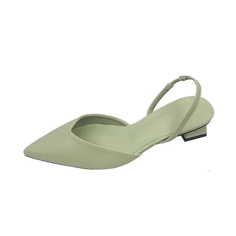 Summer New 2025 Pointed Head Back Trip Mid-heel for Women Baotou Fashion Shoes Thick Heel Sandals